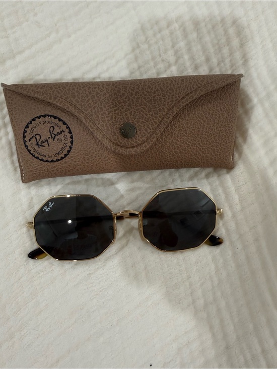 Ray-Ban Accessories - Ray-Ban Gold Octagonal Frame Sunglasses with Black Lenses